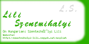 lili szentmihalyi business card